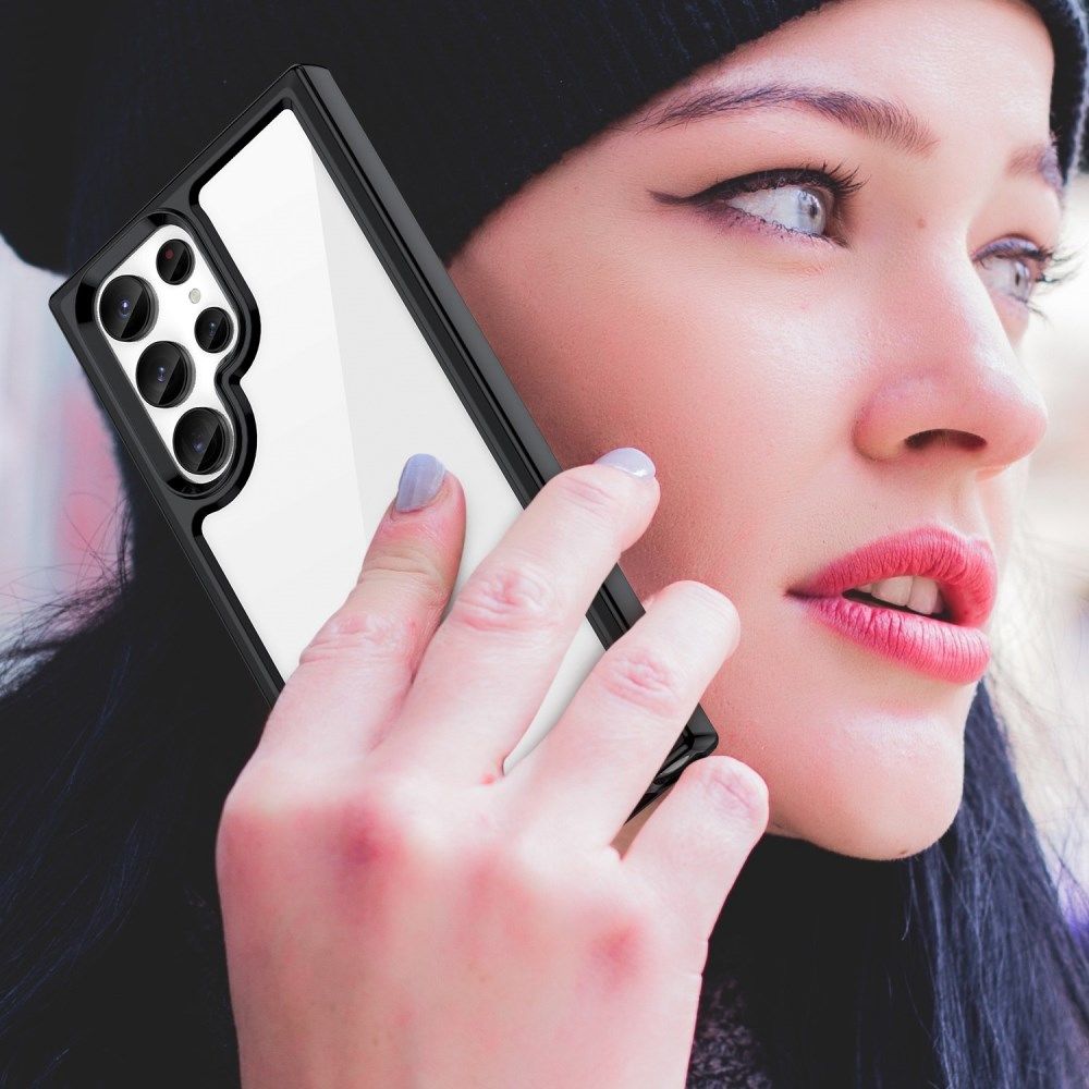 Samsung Galaxy S23 Ultra Hoesje Back Cover Transparant/Zwart afbeelding 7