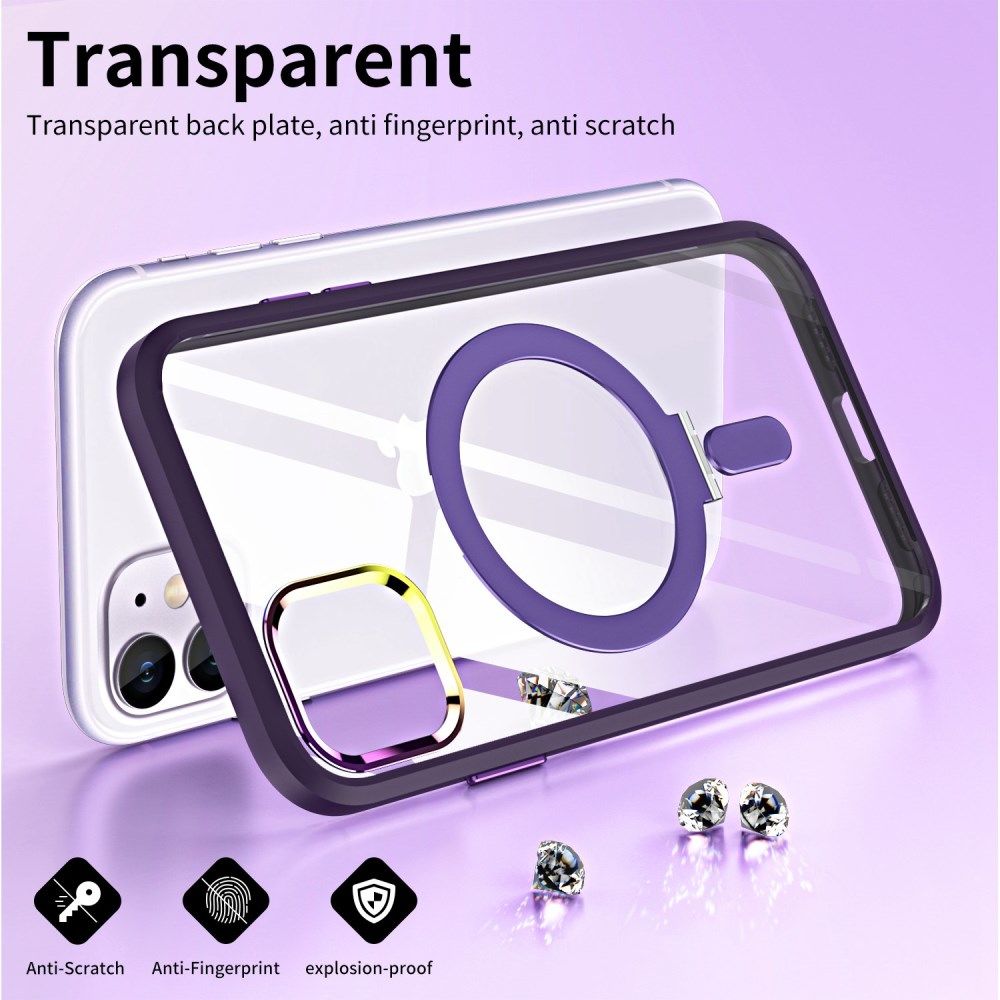 Apple iPhone 11 Hoesje MagSafe Back Cover Kickstand Transparant Blauw afbeelding 3