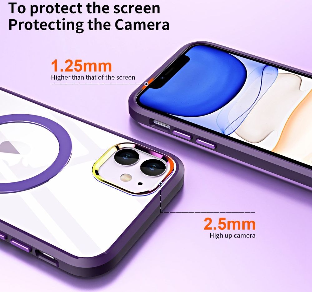 Apple iPhone 11 Hoesje MagSafe Back Cover Kickstand Transparant Zwart afbeelding 4