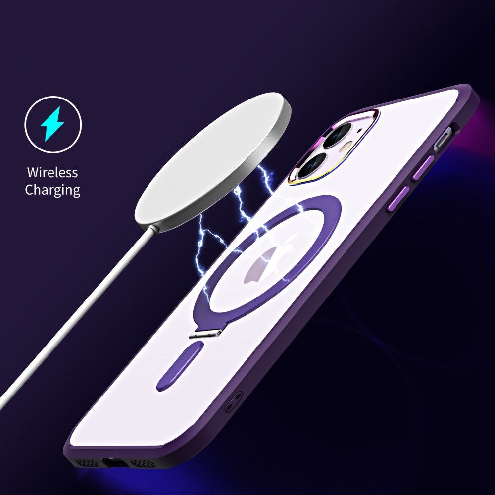 Apple iPhone 11 Hoesje MagSafe Back Cover Kickstand Transparant Zwart afbeelding 5