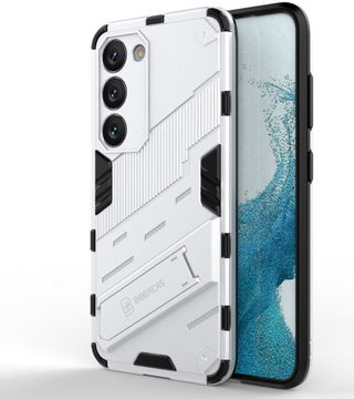 Samsung Galaxy S23 Plus Hoesje Shockproof Kickstand Back Cover Wit