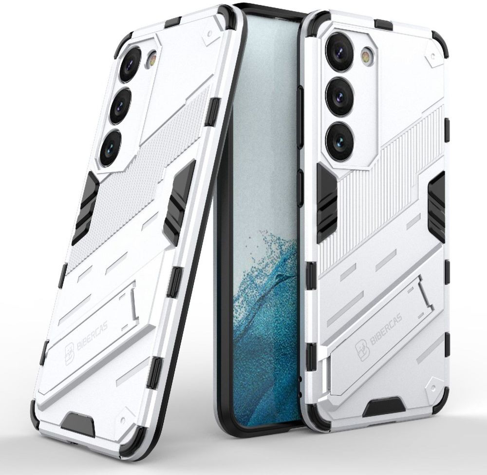 Samsung Galaxy S23 Plus Hoesje Shockproof Kickstand Back Cover Wit afbeelding 2