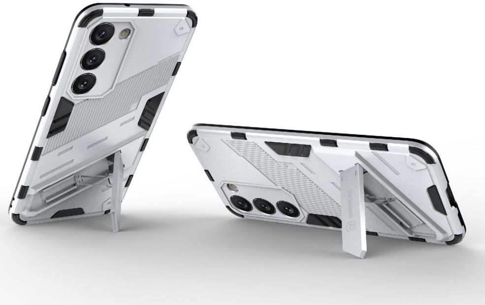 Samsung Galaxy S23 Plus Hoesje Shockproof Kickstand Back Cover Wit afbeelding 3