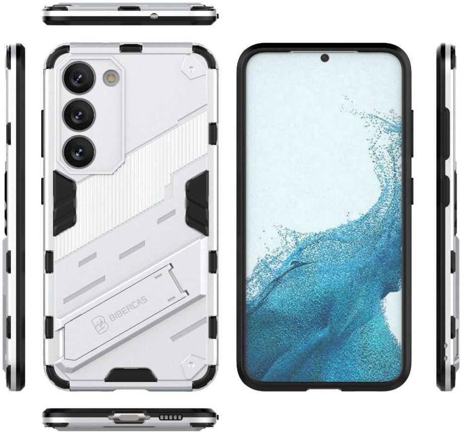 Samsung Galaxy S23 Plus Hoesje Shockproof Kickstand Back Cover Wit afbeelding 7