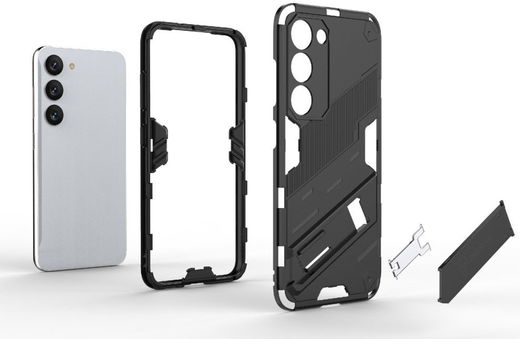 Samsung Galaxy S23 Plus Hoesje Shockproof Kickstand Back Cover Wit afbeelding 8