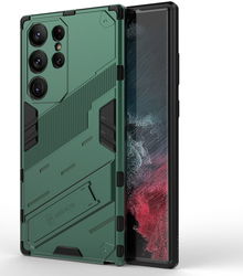 Samsung Galaxy S23 Ultra Hoesje Shockproof Kickstand Back Cover Groen afbeelding