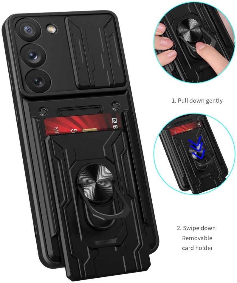 Samsung Galaxy S23 Plus Hoesje Camera Slider/Ring/Kaarthouder Paars afbeelding 4