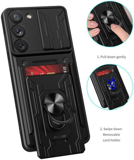 Samsung Galaxy S23 Plus Hoesje Camera Slider/Ring/Kaarthouder Paars afbeelding 4