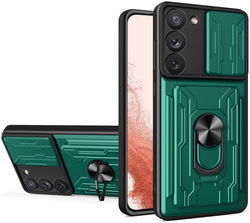 Samsung Galaxy S23 Plus Hoesje Camera Slider/Ring/Kaarthouder Groen afbeelding
