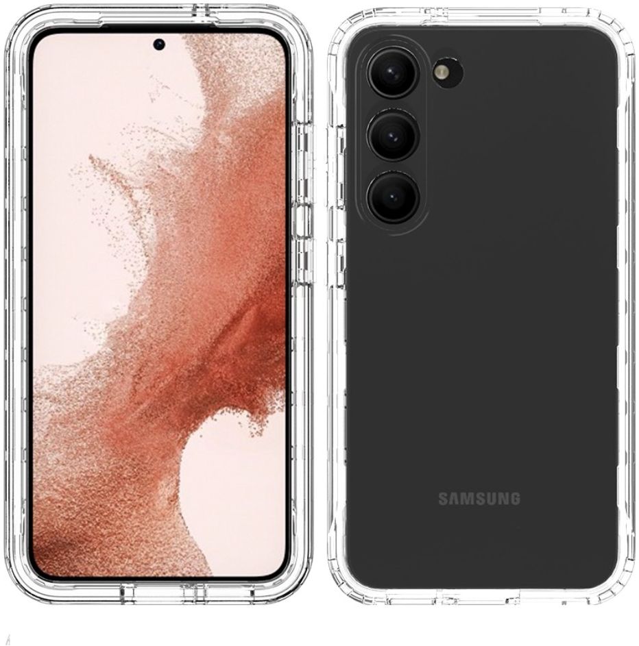 Samsung Galaxy S23 Hoesje Volledig Schokbestendig Transparant Zwart afbeelding 2