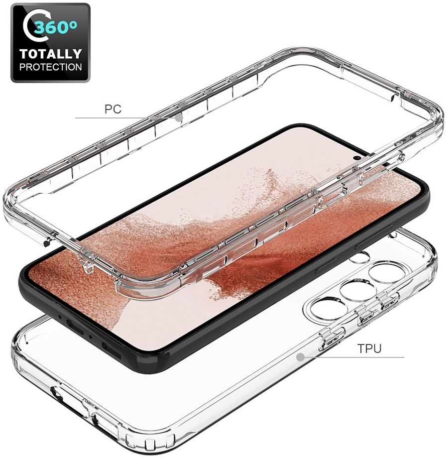 Samsung Galaxy S23 Hoesje Volledig Schokbestendig Transparant Zwart afbeelding 3