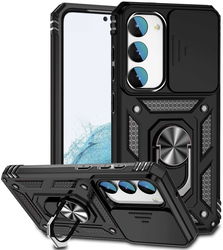 Samsung Galaxy S23 Hoesje met Camera Slider en Kickstand Ring Zwart afbeelding