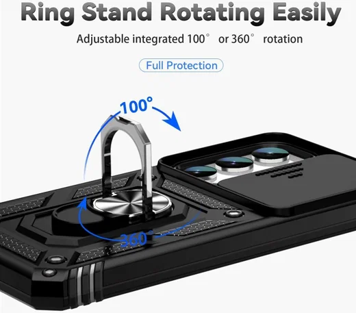 Samsung Galaxy S23 Hoesje met Camera Slider en Kickstand Ring Zwart afbeelding 8