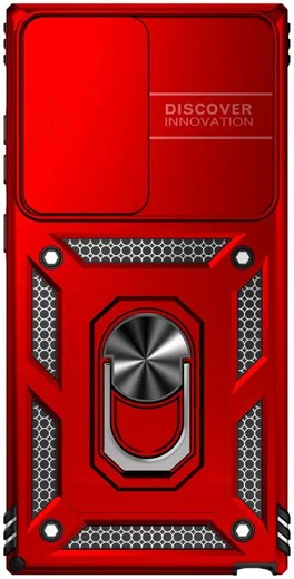 Samsung Galaxy S23 Ultra Hoesje Camera Slider en Kickstand Ring Rood afbeelding 2
