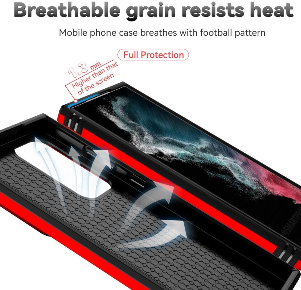 Samsung Galaxy S23 Ultra Hoesje Camera Slider en Kickstand Ring Rood afbeelding 7