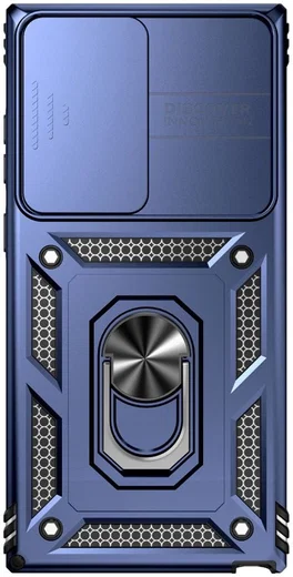 Samsung Galaxy S23 Ultra Hoesje Camera Slider en Kickstand Ring Blauw afbeelding 2