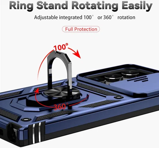 Samsung Galaxy S23 Ultra Hoesje Camera Slider en Kickstand Ring Blauw afbeelding 8