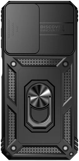 Samsung Galaxy A14 Hoesje met Magnetische Kickstand Ring Zwart afbeelding 2