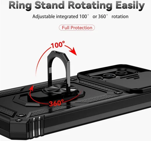 Samsung Galaxy A14 Hoesje met Magnetische Kickstand Ring Zwart afbeelding 8