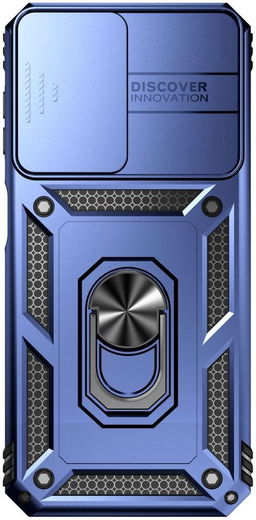 Samsung Galaxy A14 Hoesje met Magnetische Kickstand Ring Blauw afbeelding 2