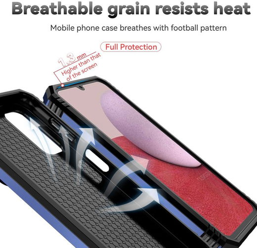 Samsung Galaxy A14 Hoesje met Magnetische Kickstand Ring Blauw afbeelding 6