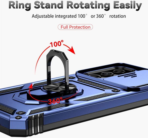 Samsung Galaxy A14 Hoesje met Magnetische Kickstand Ring Blauw afbeelding 8
