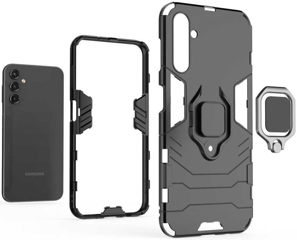 Samsung Galaxy A14 Hoesje Magnetische Kickstand Ring Blauw afbeelding 4