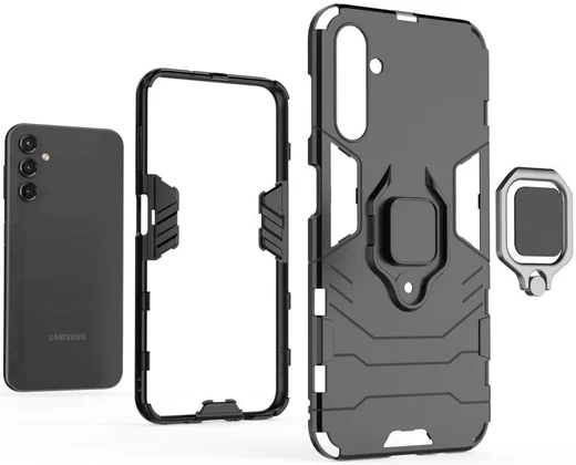 Samsung Galaxy A14 Hoesje Magnetische Kickstand Ring Blauw afbeelding 4