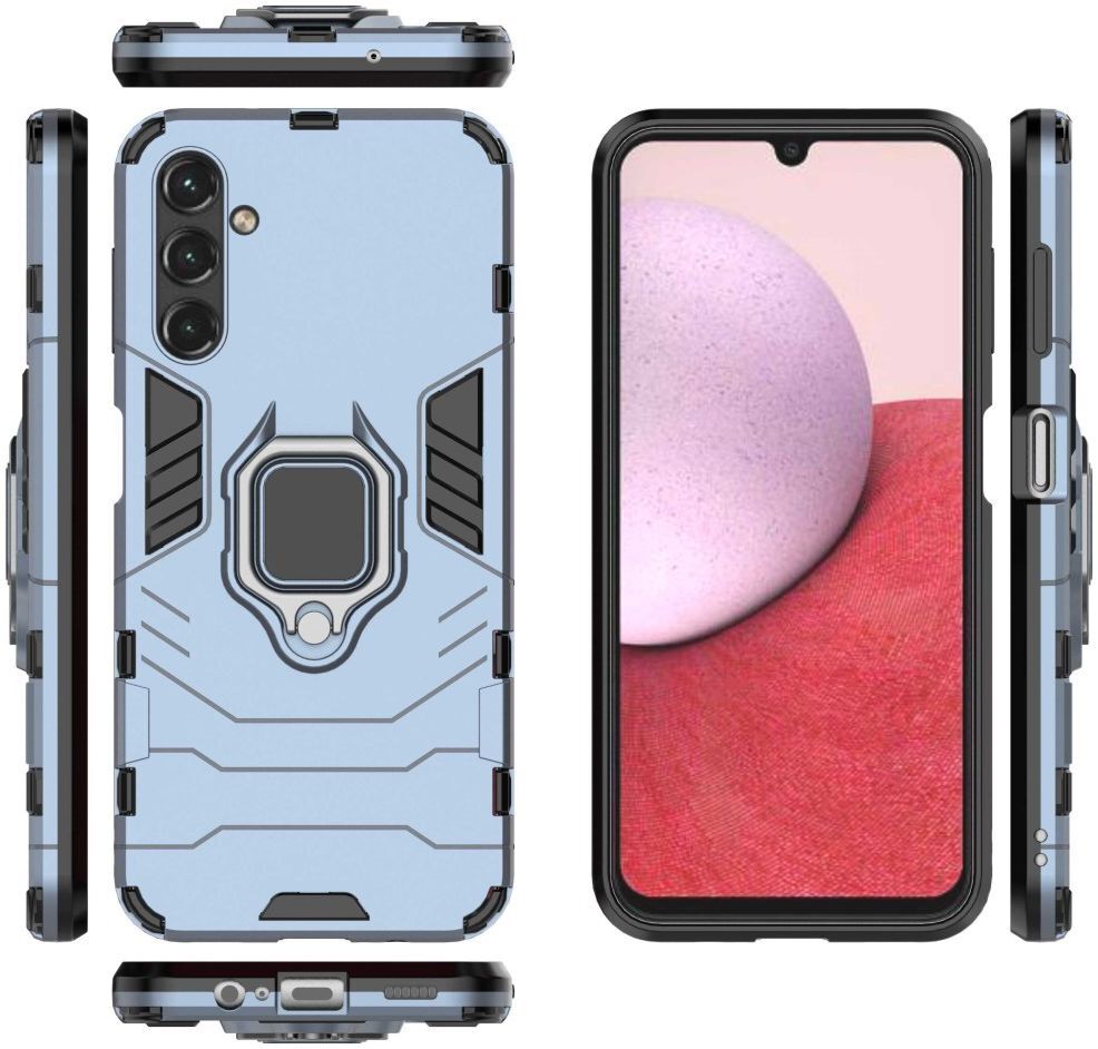 Samsung Galaxy A14 Hoesje Magnetische Kickstand Ring Blauw afbeelding 6