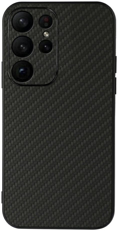 Samsung Galaxy S23 Ultra Hoesje Carbon Fiber Back Cover Zwart afbeelding 1