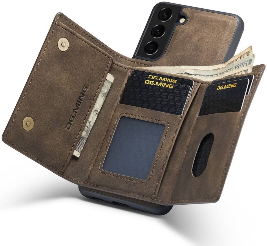 Samsung Galaxy S23 Plus Hoesje met Magnetische Kaarthouder Bruin afbeelding 5