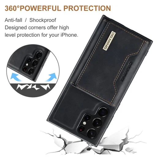 Samsung Galaxy S23 Ultra Hoesje met Magnetische Kaarthouder Zwart afbeelding 12