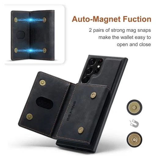 Samsung Galaxy S23 Ultra Hoesje met Magnetische Kaarthouder Zwart afbeelding 15