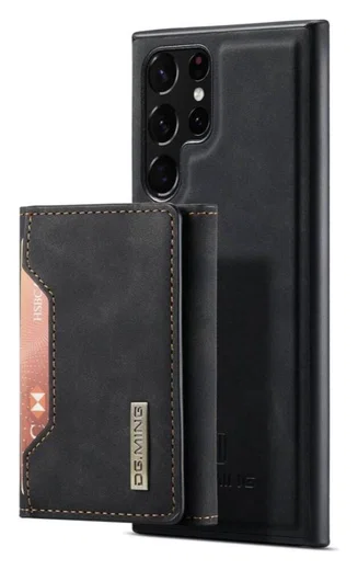 Samsung Galaxy S23 Ultra Hoesje met Magnetische Kaarthouder Zwart afbeelding 1