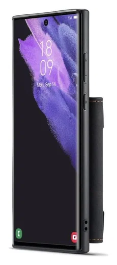 Samsung Galaxy S23 Ultra Hoesje met Magnetische Kaarthouder Zwart afbeelding 2