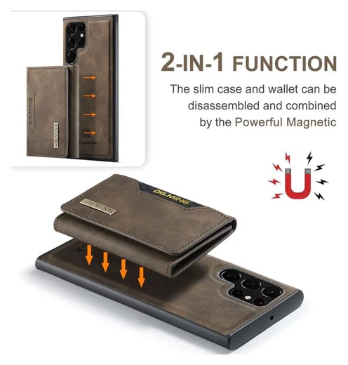 Samsung Galaxy S23 Ultra Hoesje met Magnetische Kaarthouder Bruin afbeelding 14