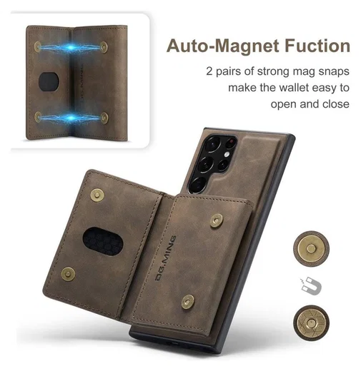 Samsung Galaxy S23 Ultra Hoesje met Magnetische Kaarthouder Bruin afbeelding 16