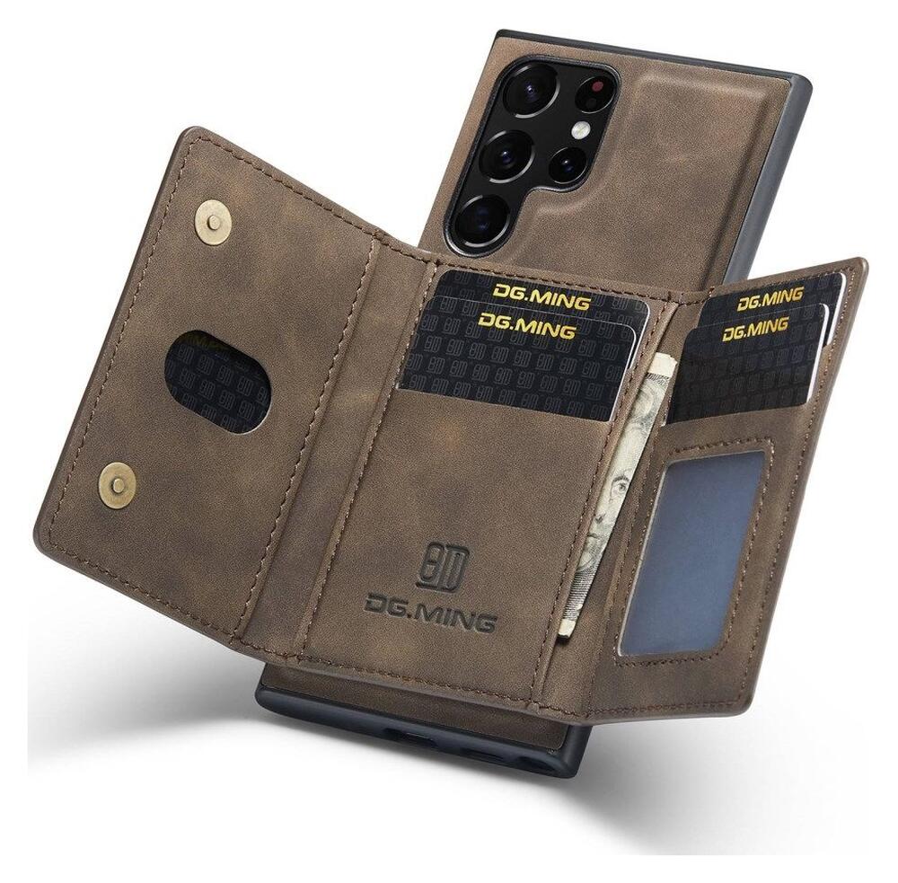 Samsung Galaxy S23 Ultra Hoesje met Magnetische Kaarthouder Bruin afbeelding 10