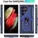 Samsung Galaxy S23 Ultra Hoesje met Magnetische Kickstand Ring Blauw afbeelding 7
