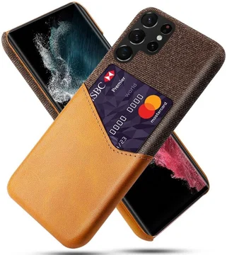 Samsung Galaxy S23 Ultra Hoesje met Kaarthouder Back Cover Bruin