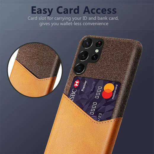 Samsung Galaxy S23 Ultra Hoesje met Kaarthouder Back Cover Bruin afbeelding 2