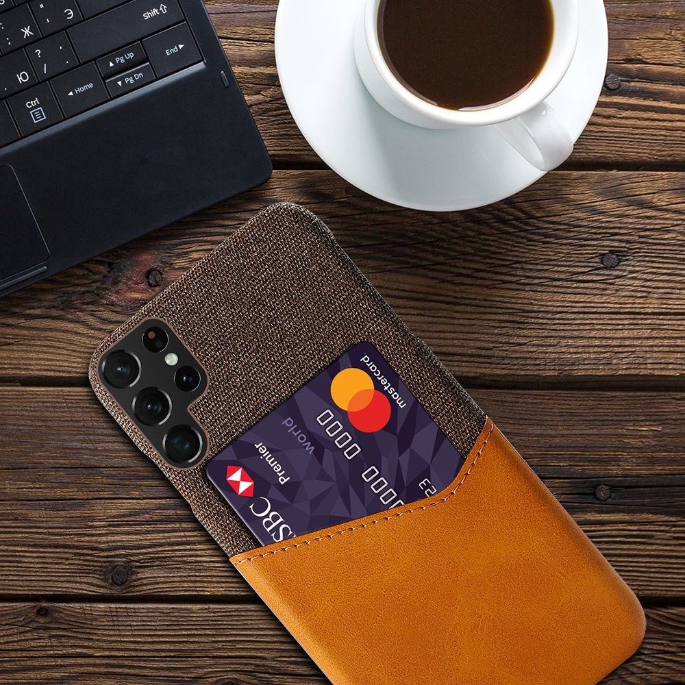 Samsung Galaxy S23 Ultra Hoesje met Kaarthouder Back Cover Bruin afbeelding 4