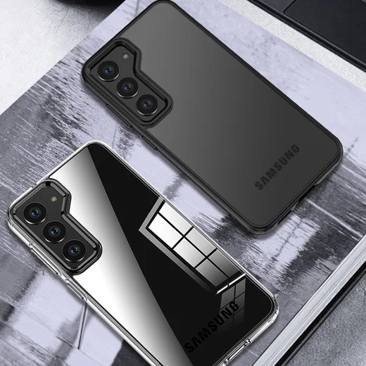 Samsung S23 Plus Hoesje Schokbestendig Back Cover Transparant Zwart afbeelding 7