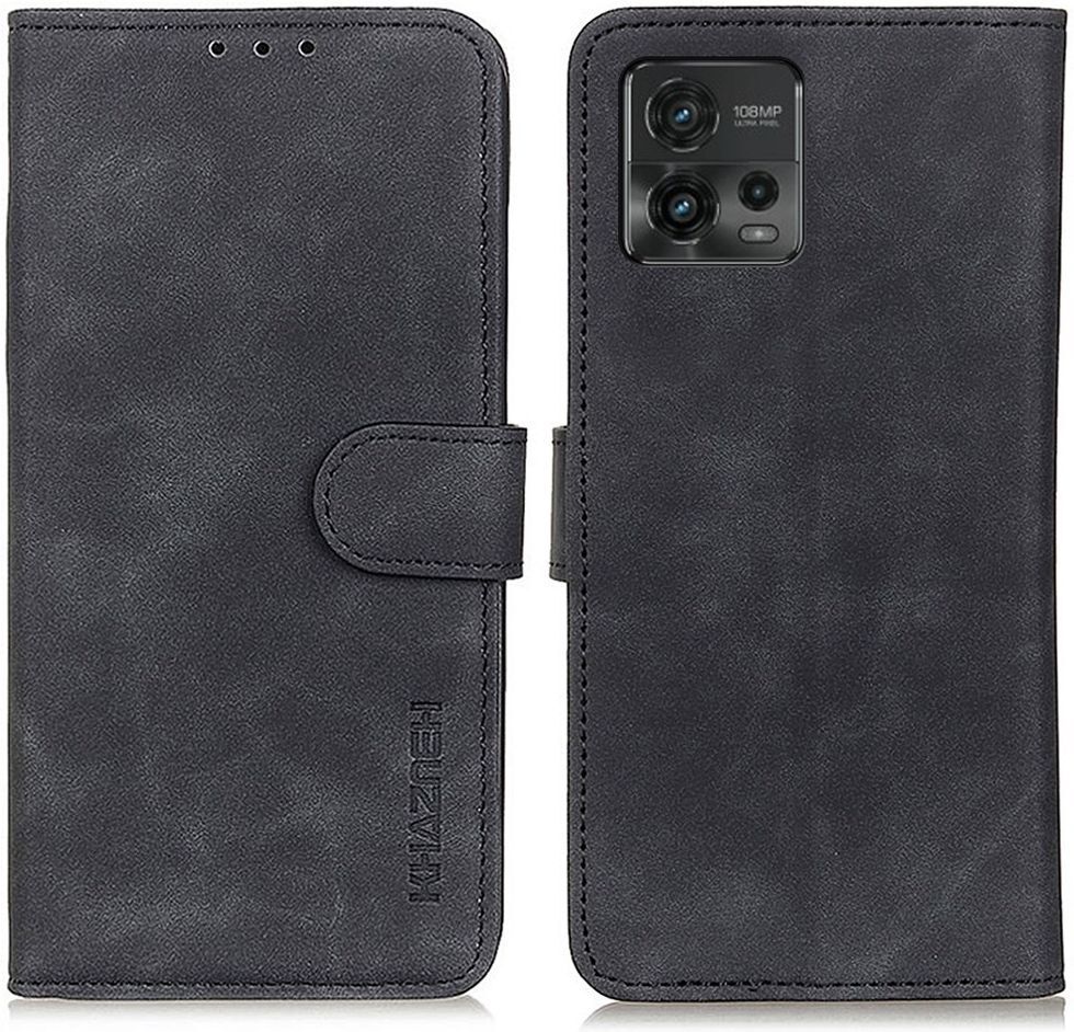 KHAZNEH Motorola  Moto G72 Hoesje Retro Wallet Book Case Zwart afbeelding 2