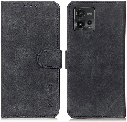 KHAZNEH Motorola  Moto G72 Hoesje Retro Wallet Book Case Zwart afbeelding 2