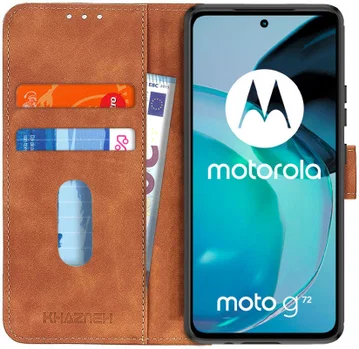 KHAZNEH Motorola  Moto G72 Hoesje Retro Wallet Book Case Bruin