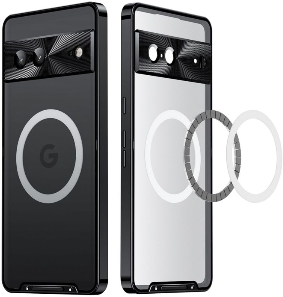 Google Pixel 7 Hoesje MagSafe Back Cover Transparant/Zwart afbeelding 10