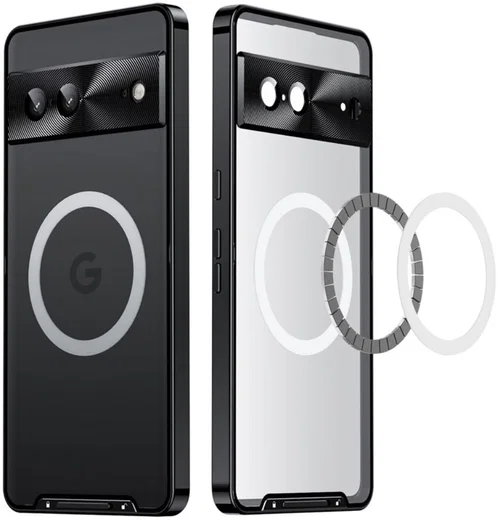 Google Pixel 7 Hoesje MagSafe Back Cover Transparant/Zwart afbeelding 10