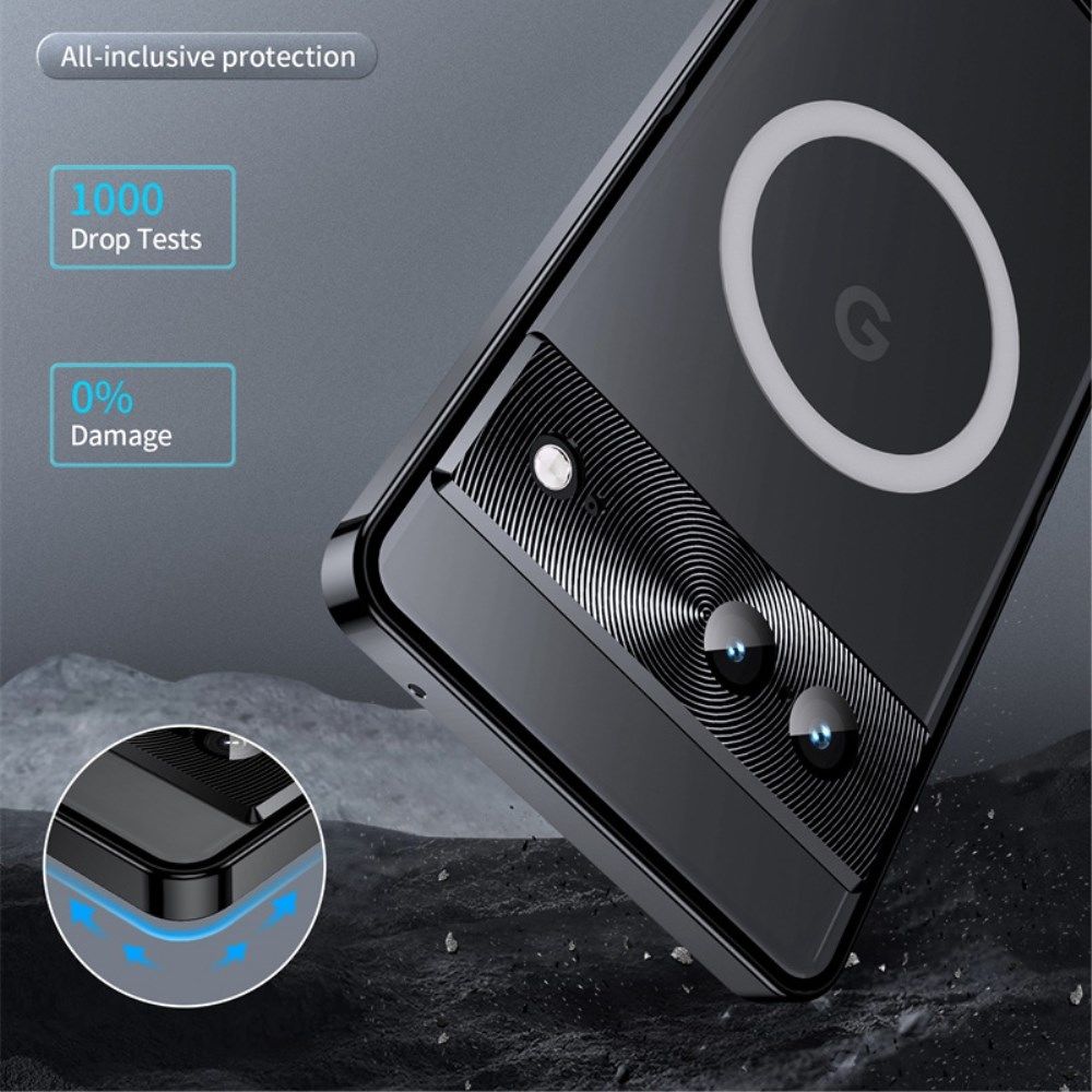 Google Pixel 7 Hoesje MagSafe Back Cover Transparant/Zwart afbeelding 3
