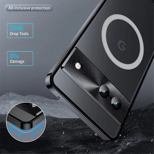 Google Pixel 7 Hoesje MagSafe Back Cover Transparant/Zwart afbeelding 3